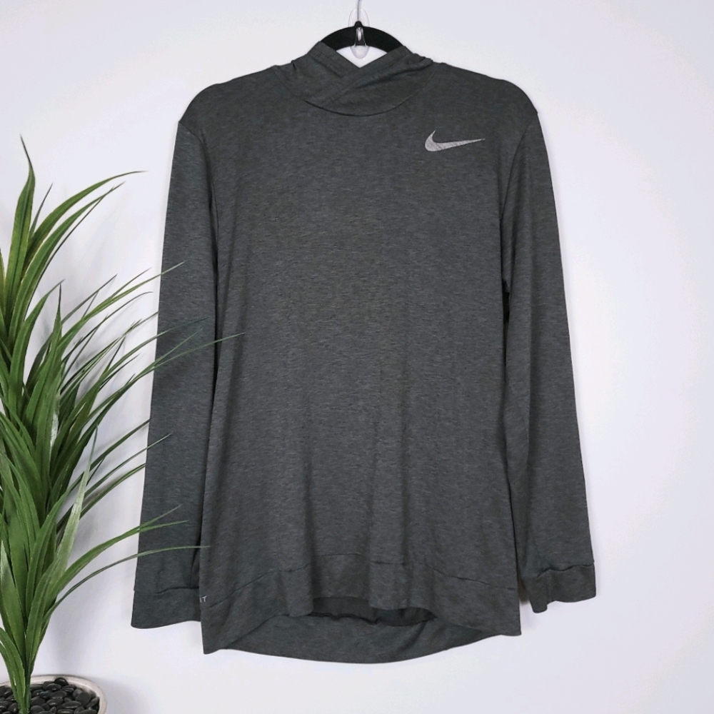 Nike Dri Fit Dark Gray Long Sleeve Hoodie Shirt